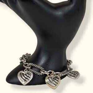 Striped Dangling Heart Bracelet